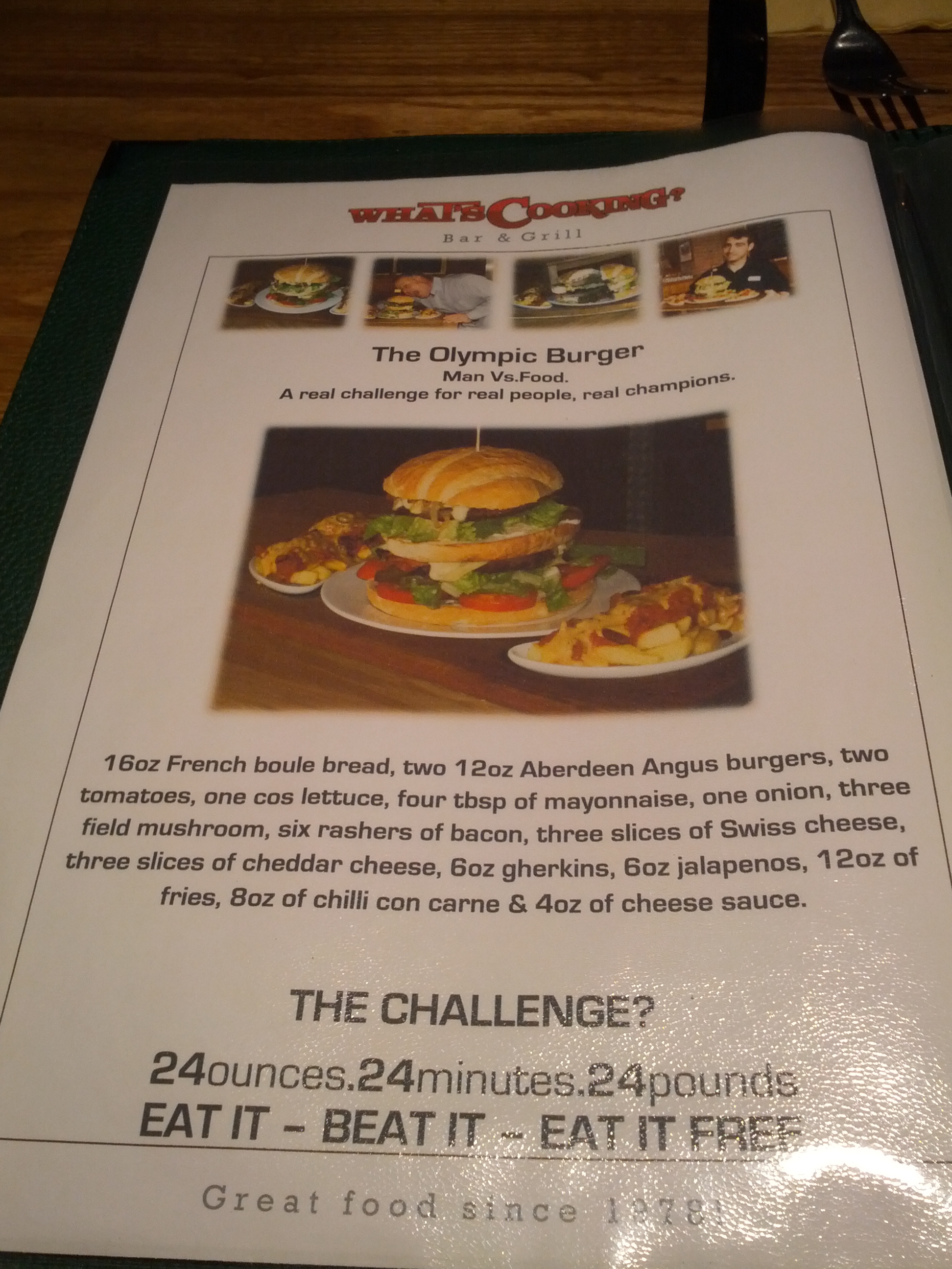 Eating Challenge The Olympic Burger Blundell inside and out.